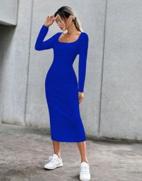 Изчистена дамска рокля в синьо - код 3182