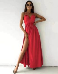 Дълга дамска рокля в червено - код 6733