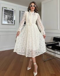 Дантелена дамска рокля в бяло - код 110033
