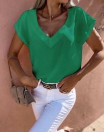 Дамска блуза с къс ръкав в зелено - код 3227