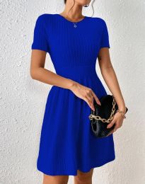 Разкроена дамска рокля в синьо - код 3078
