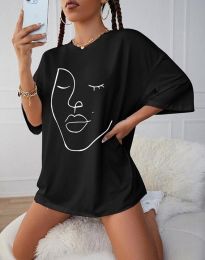Дамска тениска с абстрактен принт в черно - код 001206