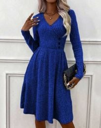 Къса дамска рокля в синьо - код 03273