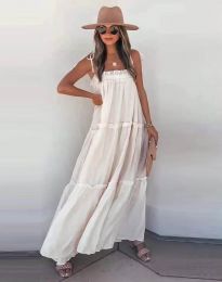 Свободна дълга рокля в бяло - код 3359