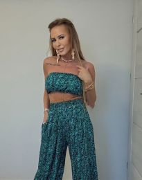 Елегантен сет с бюстие на панделка и свободен панталон - код 91236 - 1