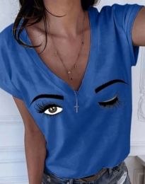Атрактивна дамска тениска в синьо - код 37566