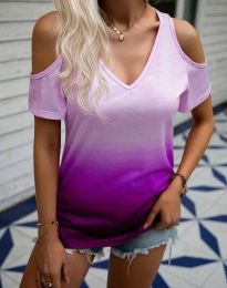 Дамска блуза с преливащ ефект в лилаво - код 87011