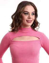 Изчистена дамска блуза в розово - код 10450