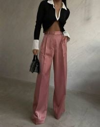 Елегантен дамски панталон в цвят пудра - код 5390