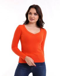 Изчистена дамска блуза в оранжево - код 0311