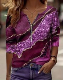 Дамска блуза с цип в атрактивен десен - код 810022 - 3