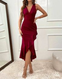 Екстравагантна дамска рокля в червено - код 13288