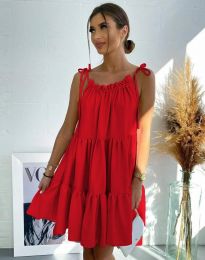 Лятна дамска рокля в червено - код 0925