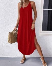 Ефектна дамска рокля в червено - код 6742