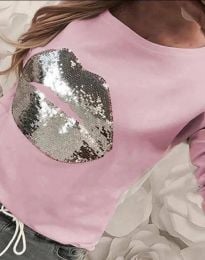 Дамска блуза с пайети в розово - код 4134
