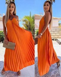Дълга рокля солей в оранжево - код 8446