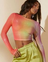 Многоцветна къса дамска блуза - код 16156