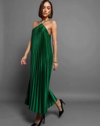 Елегантна рокля плисе в зелено - код 3731
