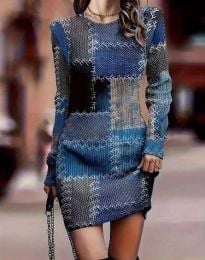 Атрактивна дамска рокля в синьо - код 68026