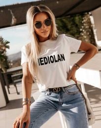 Дамска тениска с надпис "MEDIOLAN" в бяло - код 01221