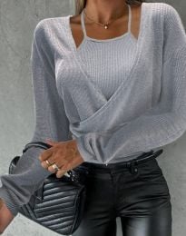 Ефектна дамска блуза в сиво - код 50163