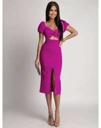 Атрактивна дамска рокля в цвят циклама - код 8774