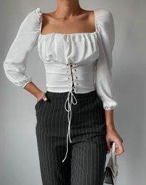 Атрактивна дамска блуза в бяло - код 21095