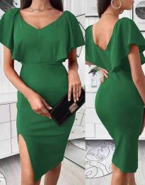 Стилна дамска рокля в зелено - код 7423