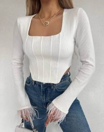 Атрактивна дамска блуза в бяло - код 00118