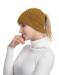 Ефектна дамска шапка в цвят горчица - код WH23