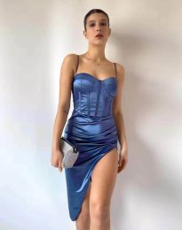 Атрактивна дамска рокля в синьо - код 221171