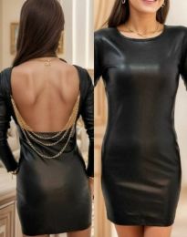 Дамска къса рокля с атрактивен гръб в черно - код 76007