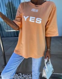 Широка дамска тениска "YES/NO" в оранжево - код 56910
