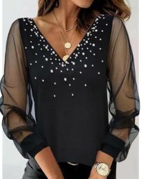 Екстравагантна дамска блуза в черно - код 81333