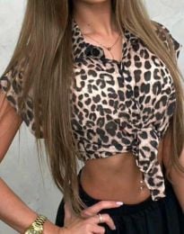 Дамска риза без ръкави с леопардов десен - код 23676 - 2