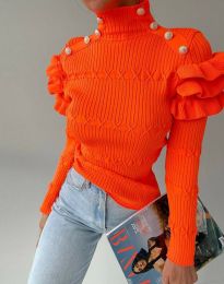 Атрактивна дамска блуза с копчета в оранжево - код 52966