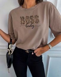 Бежова дамска тениска с принт "BOSS lady" - код 56999