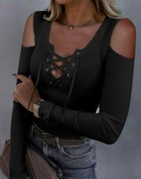 Атрактивна дамска блуза в черно - код 77477