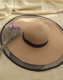 Стилна шапка с периферия в цвят капучино - код H22