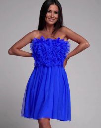 Елегантна къса рокля в синьо - код 7481