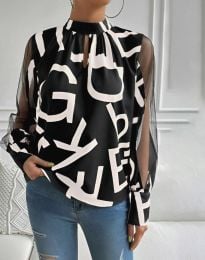 Ефектна дамска блуза с моден десен - код 76019