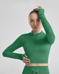 Дамска блуза с цип в зелено - код 01119