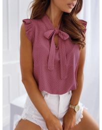 Елегантна блуза с къс ръкав в розово - код 300