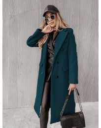 Стилно дамско палто в тъмнозелено - код 5409