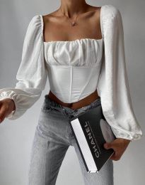Стилна дамска блуза в бяло - код 21077