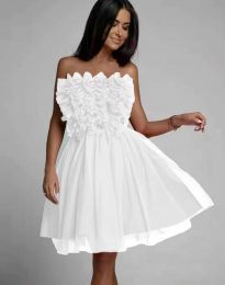 Елегантна къса рокля в бяло - код 7481