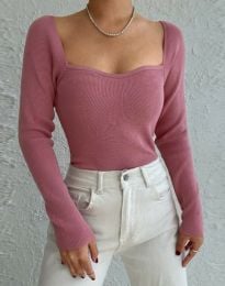 Aтрактивна дамска блуза в цвят пудра - код 52042