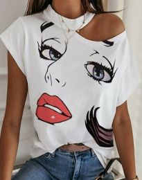 Атрактивна дамска тениска в бяло - код 33977