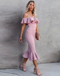 Елегантна дамска рокля в розово - код 9726