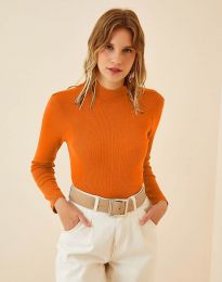 Изчистена дамска блуза в оранжево - код 55871